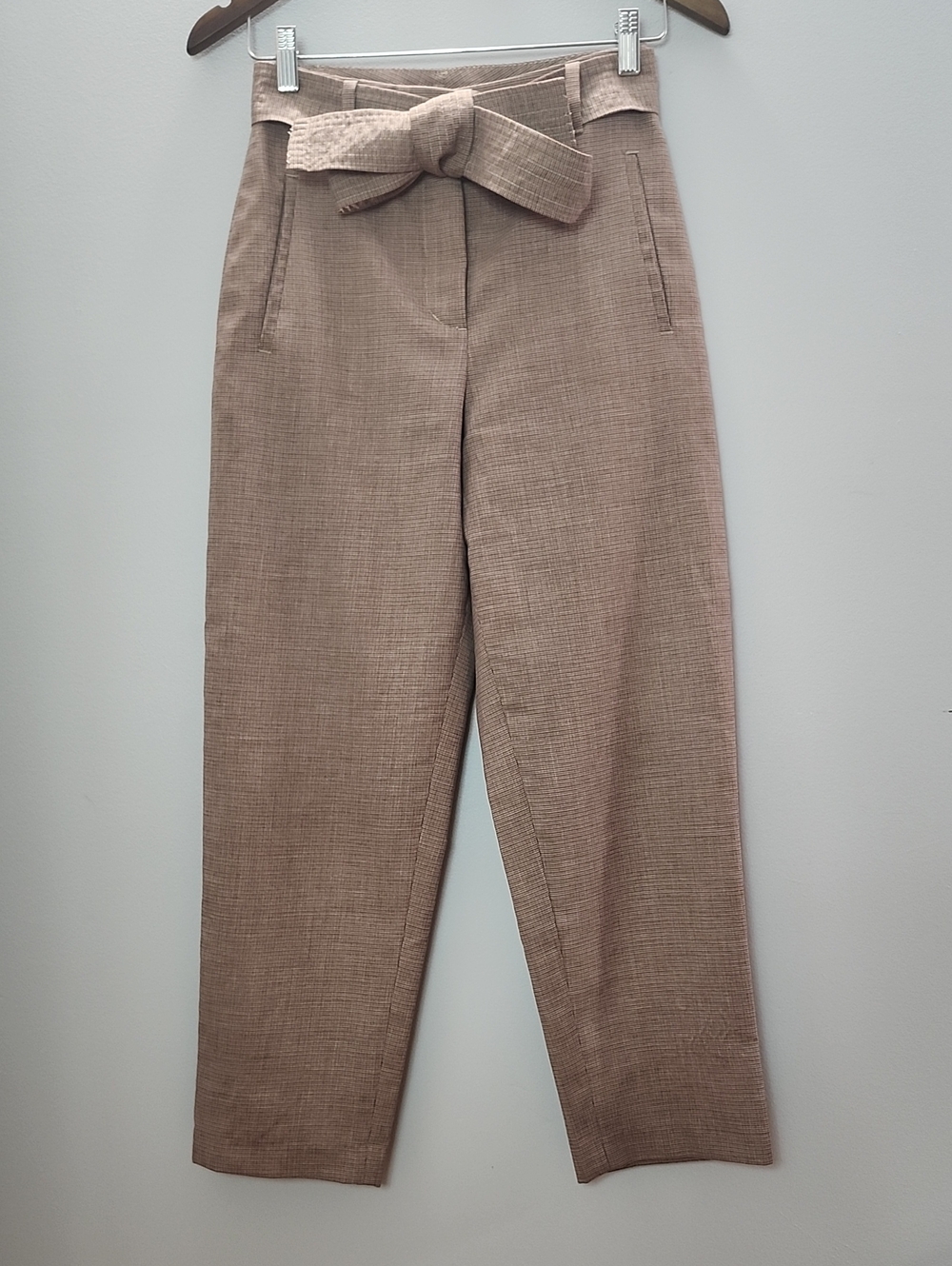 ARITZIA WILFRED Tie front plaid high waist cropped pants